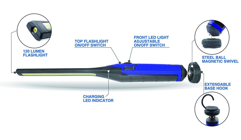 Astro Pneumatic Tool 65SL 650 Lumen Rechargeable LED Slim Light W/Top Flashlight