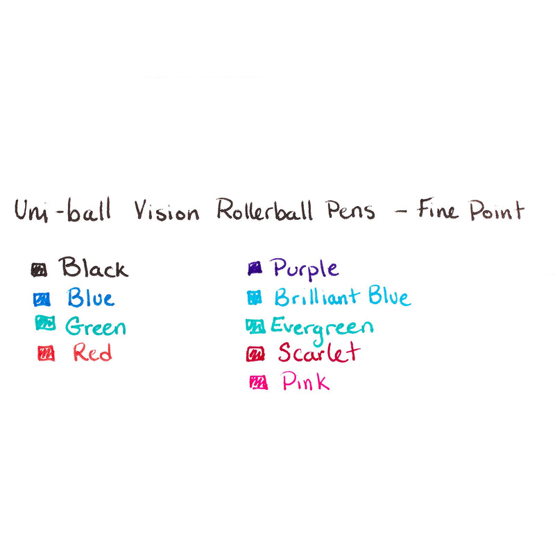 uni-ball Vision Rollerball Pens, Fine Point (0.7mm), Black, 12 Count 1