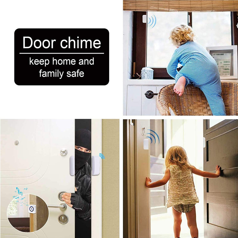 Door Chime Wireless Door Sensor Sanjie Enter Alert Chimes for Business/Home with 5 adjustable volume 55 Ringtones 1000 Range,1 Plug-in Receiver 4 Magnetic sensors (White) 1 Receiver + 4 Sensors