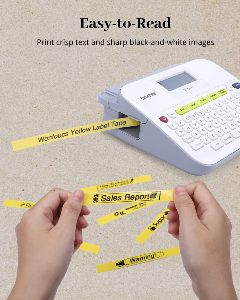 Compatible Yellow Label Tape Replace for Brother TZe-631 TZe631 TZ Tape 12mm 0.47 Inch Laminated, Black on Yellow, Work with Brother P-Touch Label Maker PTD600VP PTD210 PTH110 PTD220 PTD400AD, 4-Pack