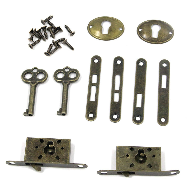 Coshar Small Bronze Antique Lock Mortise Chest Lock Decorative Lock Pack of 2