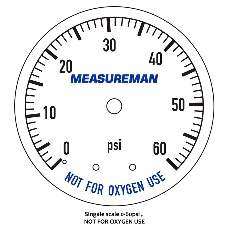 MEASUREMAN 2" Dry and Utility Pressure Gauge, Swimming Pool Filter Pressure Gauge, Spa, Aquarium, Water Pressure Gauge, 1/4"NPT Lower Mount 0-60Psi x 2 pcs