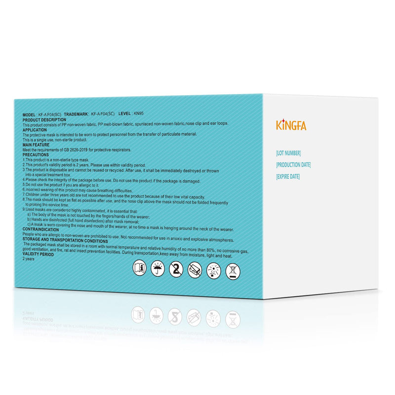 Kingfa KN95 Face Mask 50 Pcs Disposable Respirator 5-Ply Layer | GB2626-2019 Compliant