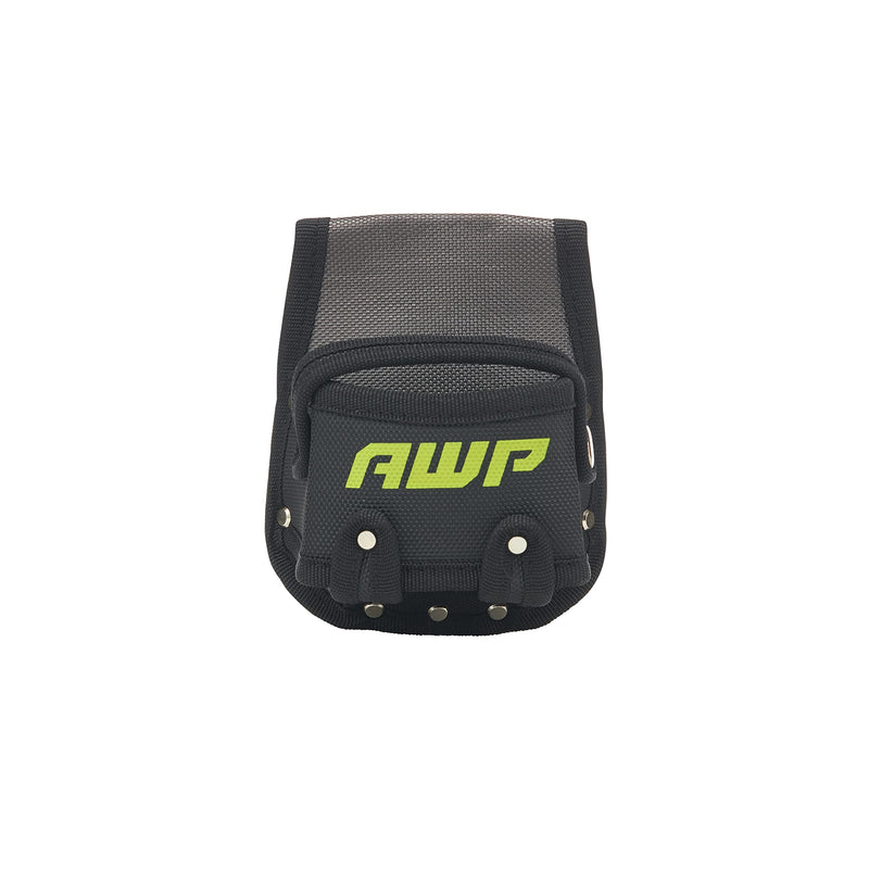 AWP Tape Measure Pouch | Heavy-Duty Polyester Tape Measure Holder with Steel Belt Clip, Black, 6" H x 3" D x 4.5" W
