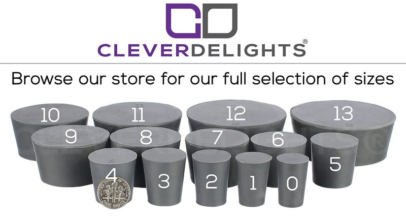 CleverDelights Rubber Stoppers — Size 9 — 3 Pack — 37mm x 45mm x 25mm Long — Gray Solid Plug #9