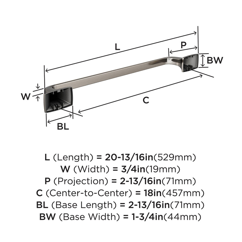Amerock | Towel Bar | 18 inch (457 mm) | Satin Nickel | Highland Ridge | Towel Holder | Bath Hardware | Bathroom Accessories Brushed Nickel