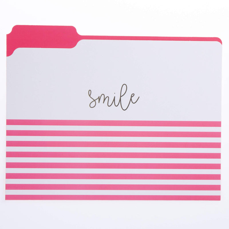 Graphique Neon Coral Stripes File Folder Set – Each Folder Measures 11.75" x 9.5", Set Includes 9 Folders with 3 Unique Designs, Durable Triple-Scored Coated Cardstock