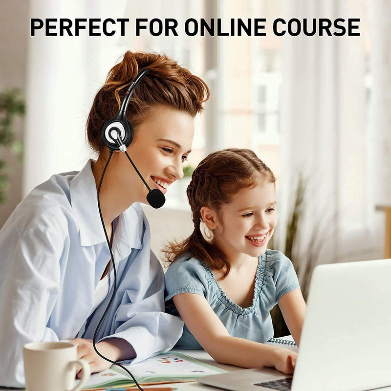 Arama Cell Phone Headset with Microphone Noise Cancelling & Call Controls 3.5mm Computer Headphone for iPhone, Android, Laptop, PC, Call Center Office, Business Skype Softphone Mono-A600