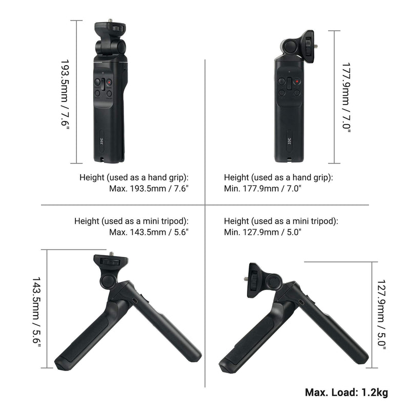 JJC Wired Remote Shooting Grip Mini Tripod for Sony RX100 Mark II III IV V VA VI VII ZV-1 A6500 A6400 A6300 A6100 A6000 A5100 HDR-CX405 CX440 CX675 FDR-AX53 AX43 AX33 AX100 & More Sony Camera Handycam