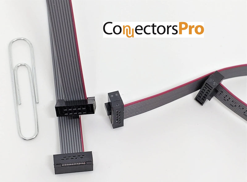 Connectors Pro 2-Pack 15cm 6 Inches 1.27mm 0.05" 10P 2x5 F/F Mini Female IDC Connector on 0.0635mm 0.025" Pitch 10 IDC SWD Conductors 6â€ Length Flat Ribbon Cable (10P-FF-15cm-2PK) 10P-FF-15cm-2PK
