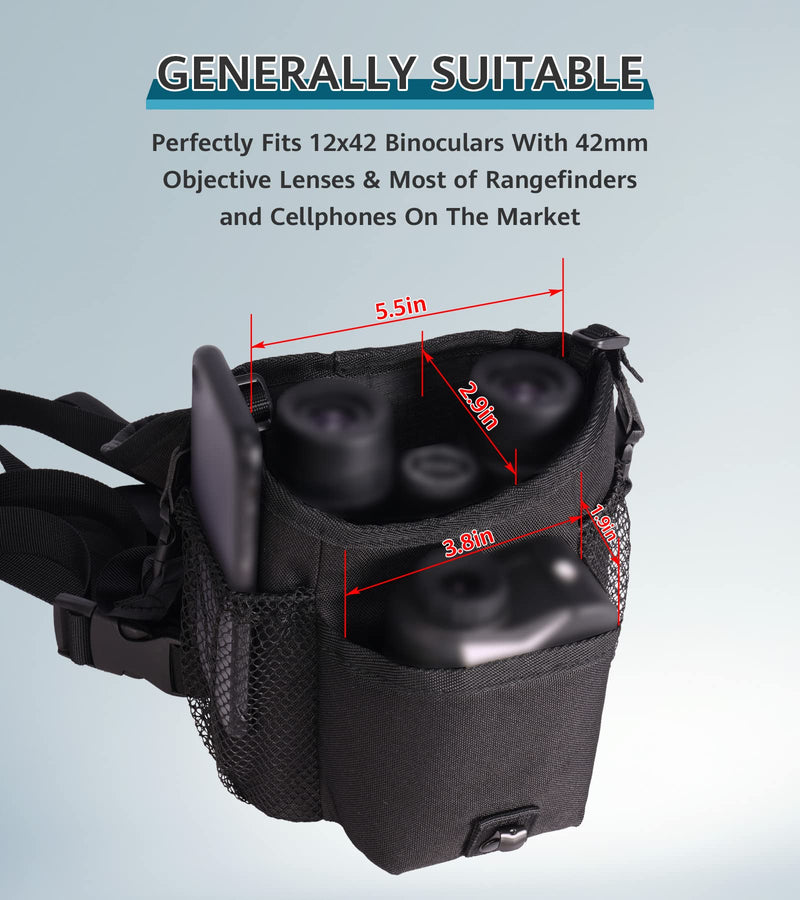 Waterproof Binocular Harness Chest Pack, Bino Harness with Range Finder Phone Pocket, Durable Lightweight Bag Rain Gear for Outdoor Hiking Hunting Fishing, Gaiarena