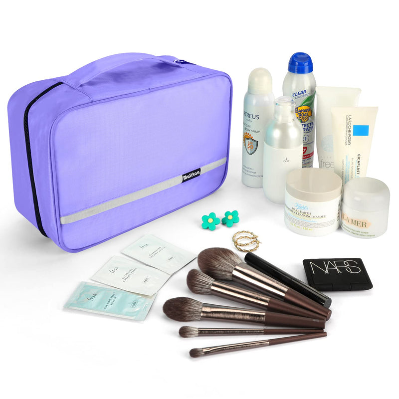 Travel Toiletry Bag for Women, Maliton Hanging Toiletry Bag with 4 Compartments, Portable and Waterproof Compact travel Bathroom Organizer,Ideal for Travel or Daily Life(Purple) Purple
