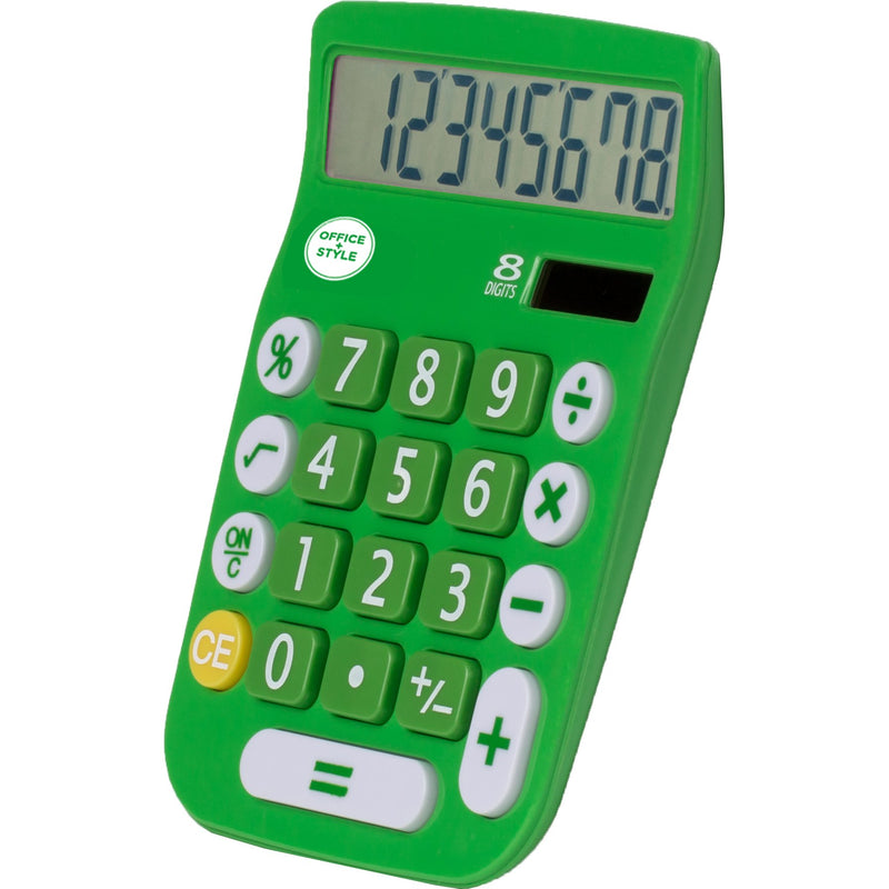 8 Digit Dual Powered Desktop Calculator, LCD Display, Green- by Office + Style