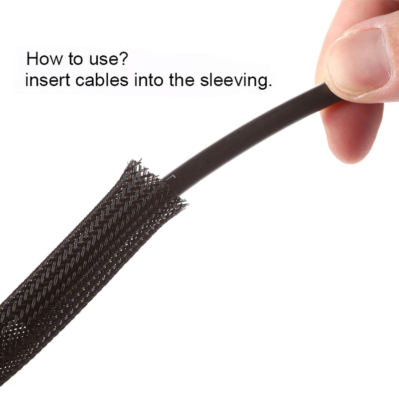 100ft - 1/4 inch PET Expandable Braided Sleeving – Black – Alex Tech braided cable sleeve 1/4"-100ft