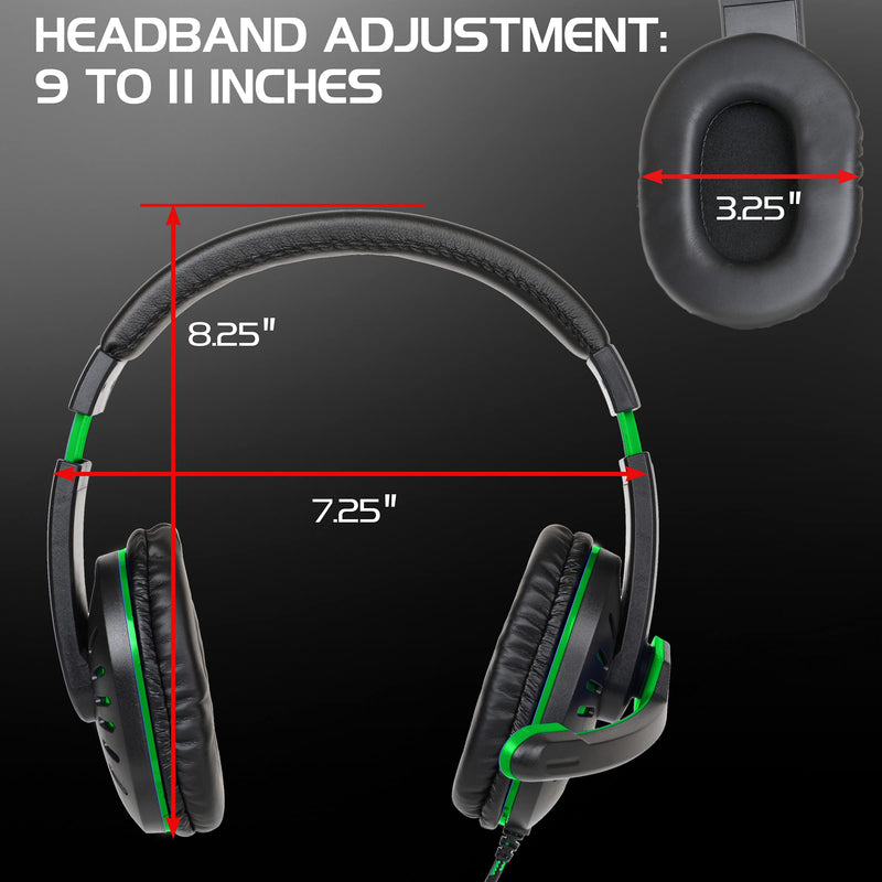 ENHANCE GX-H5 Gaming Headset with Microphone - Gaming Headset for PS4, PS5, Xbox, PC, Switch with Adjustable Headband, Volume Controller, USB Sound-Isolating Earcups, Splitter Cable (Green) Green