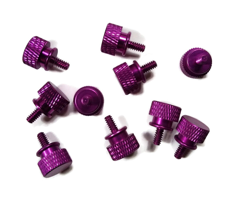 Primeonly27 10x Anodized Aluminum Computer Case Thumbscrews 6-32 Thread Computer Cover Power Supply PCI Slots Hard Drives DIY Purple
