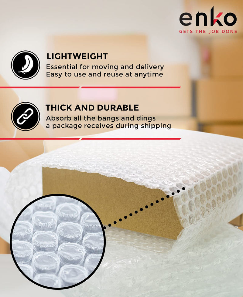 enKo (2 Pack) 12 inch x 72 feet Bubble Cushioning Wrap Roll Perforated 20 Fragile Sticker Labels for Moving Shipping Packing Boxes Supplies 2 Rolls: 12 in x 72 ft