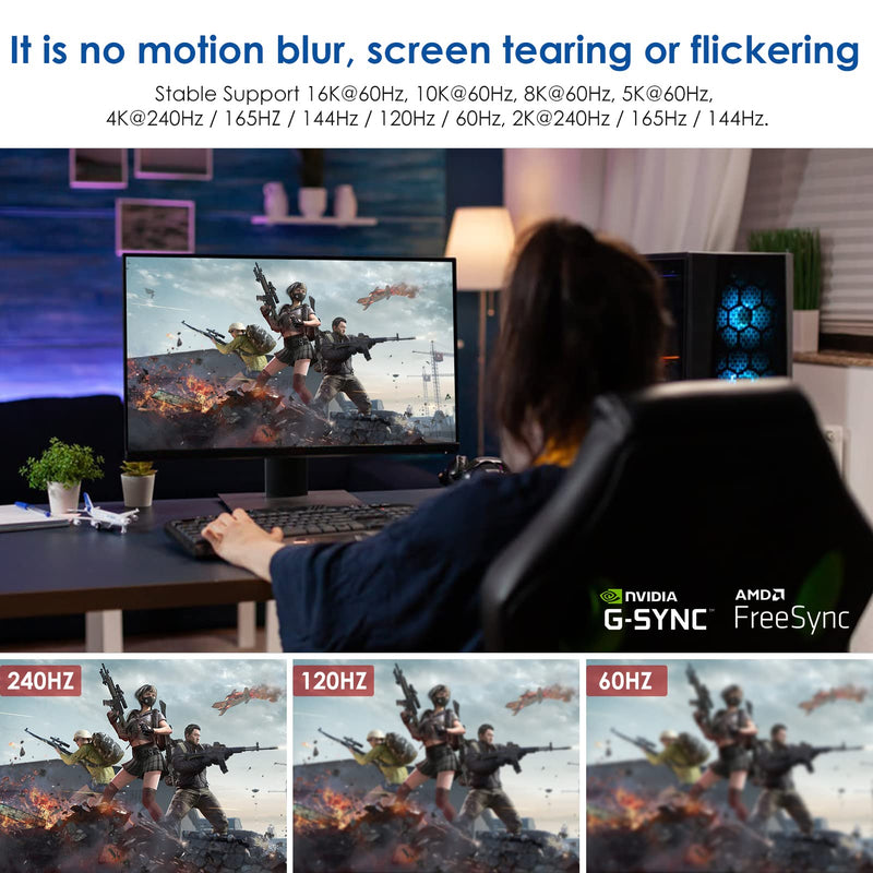 VESA Certified DisplayPort 2.0 Cable 3ft, Dbilida Heavy Duty 16K DP 2.0 Cable Supports 80Gbps, 16K@60Hz, 10K@60Hz, 8K@120Hz / 60Hz, 4K@240Hz/165Hz, HDR, HDCP2.2, 3D, ARC for TV, Gaming Monitor 3Feet