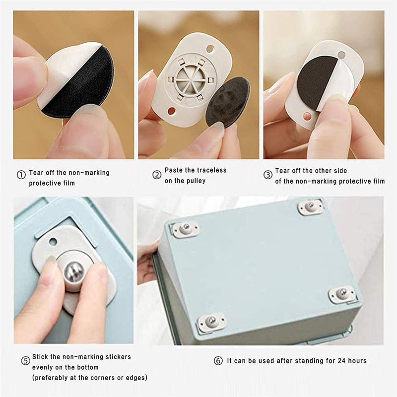 16 Pcs Mini Swivel Casters Wheels, Stainless Steel Self Adhesive,360 Degree Rotation Pulley, Universal Wheels at the Bottom of the Storage Box, Swivel Caster Wheels for Furniture Various Storage Boxes