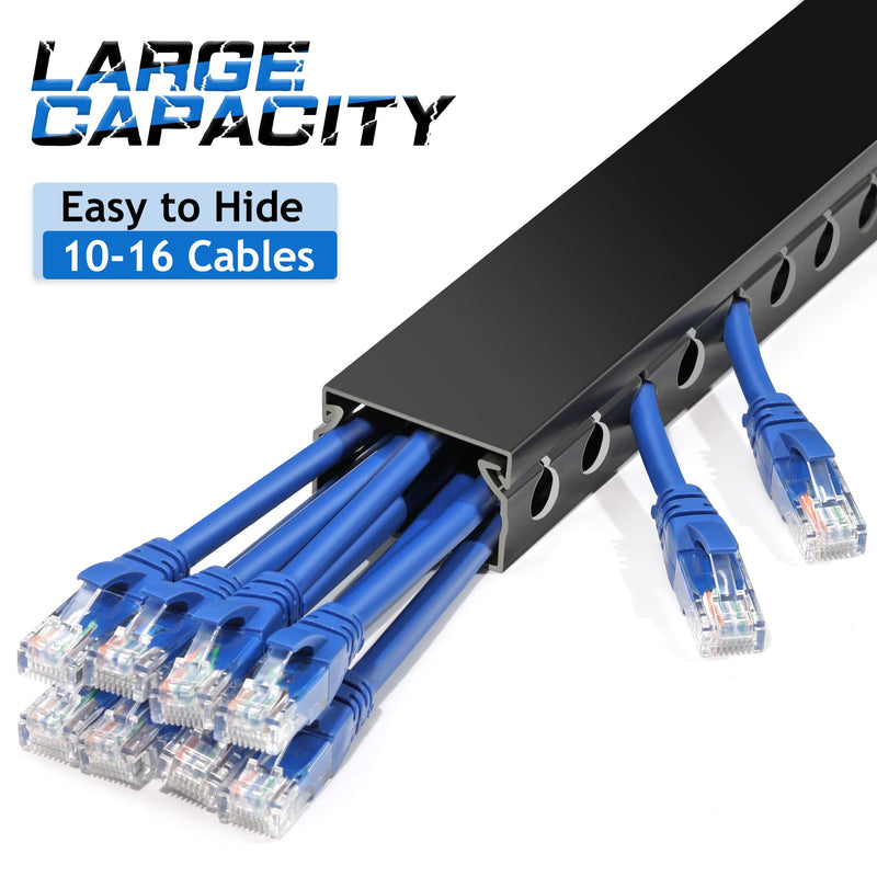 ZhiYo Cable Raceway 78in(2xL39in), Server Rack Cable Management Under Desk Cord Organizer, Electrical Safe PVC Cable Channel Open Slot Wire Raceway for Network/PC/TVs, Wire Duct W1.6 x H1in Black 1.6 in (4 cm) x 1 in (2.5 cm)- L78 in