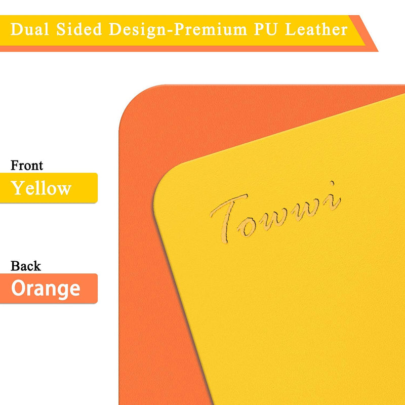 TOWWI Dual Sided Desk Pad, 36" x 17" PU Leather Desk Mat, Waterproof Desk Blotter Protector Mouse Pad (Orange/Yellow) Orange/ Yellow 36" x 17"