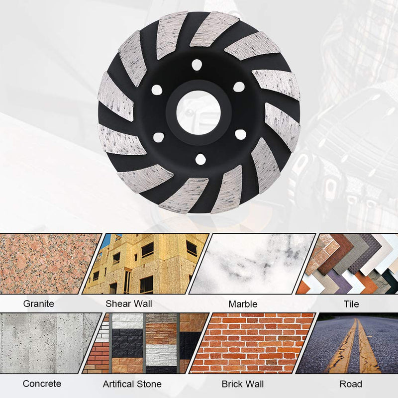 flintronic premium diamond cup wheel, 100x22.2 mm diamond cup wheel, diamond grinding plate universal, double row diamond grinding plate for concrete, natural stone, stone, masonry, angle grinder Turbo Gray 2. 100 x 22.2 mm