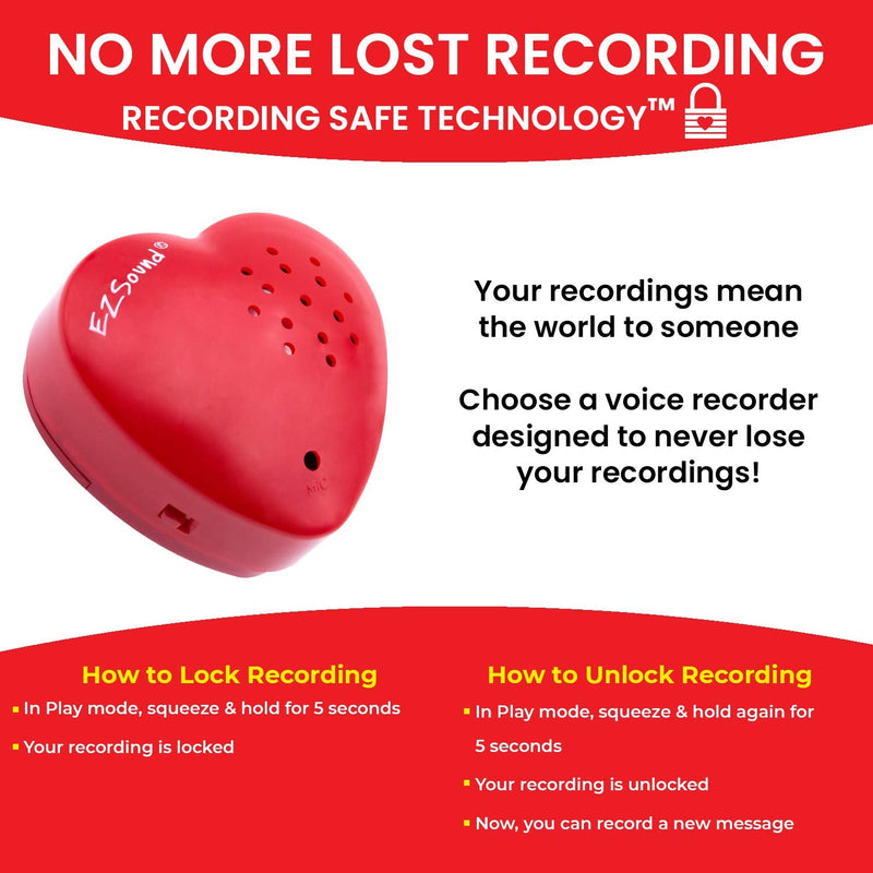 EZSound Build a Bear Voice Recorder | 30 Seconds Stuffed Animal Voice Recorder | Recordable Insert to Create Baby Heartbeat Bear | Sound Box for Voice Gifts | Custom Voice Recorder for Children (Red) Red - 1Pack
