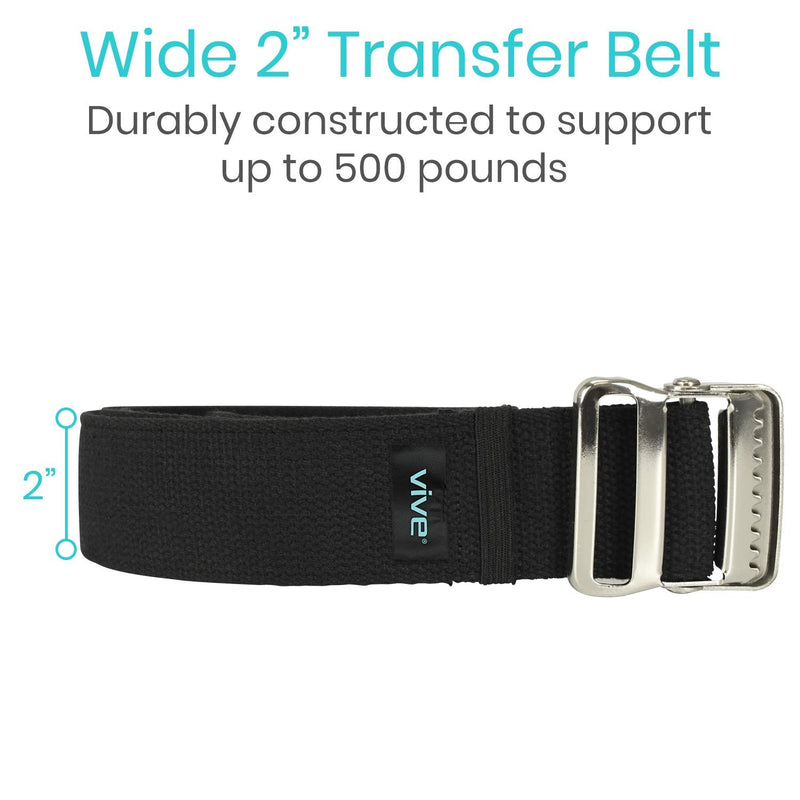 Vive Gait Belt (60 Inch) - Transfer Assist Device for Seniors, Elderly, Bariatric, Occupational and Physical Therapy - Medical Nursing Safety