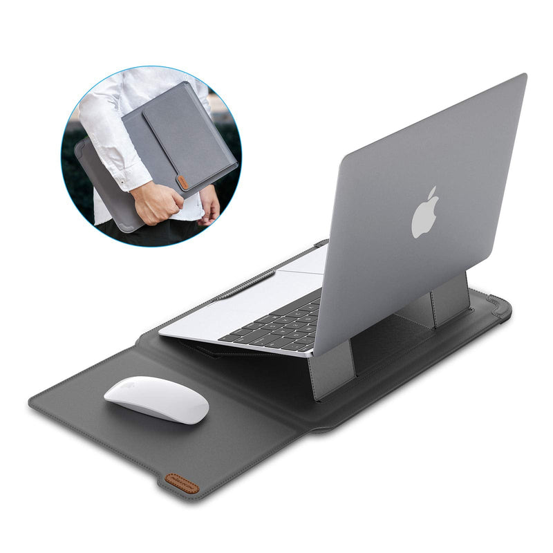 Nillkin 15.6 inch Laptop Sleeve Case Laptop Stand Adjustable, Computer Shock Resistant Bag with Mouse Pad for MacBook Pro 16"/15" 15.6" Dell Lenovo HP Asus Acer Samsung Sony Chromebook Computer, Gray