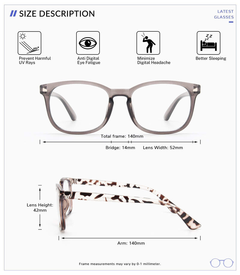 Gaoye 4-Pack Blue Light Glasses, Anti UV Ray/Glare Lens Fashion Fake Frames Computer Gaming Glasses for Women Men A3 Matte Black+leopard+transparent+gray clear