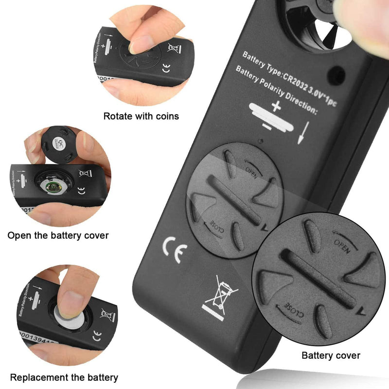 Mini Wind Gauge Digital Wind Meter, Kethvoz Handheld Anemometer Measure Air Flow Speed 0.3~30m/s, Wind Gauge with Thermometer for Windsurfing Kite Drone Flying Sailing Surfing KE-816B