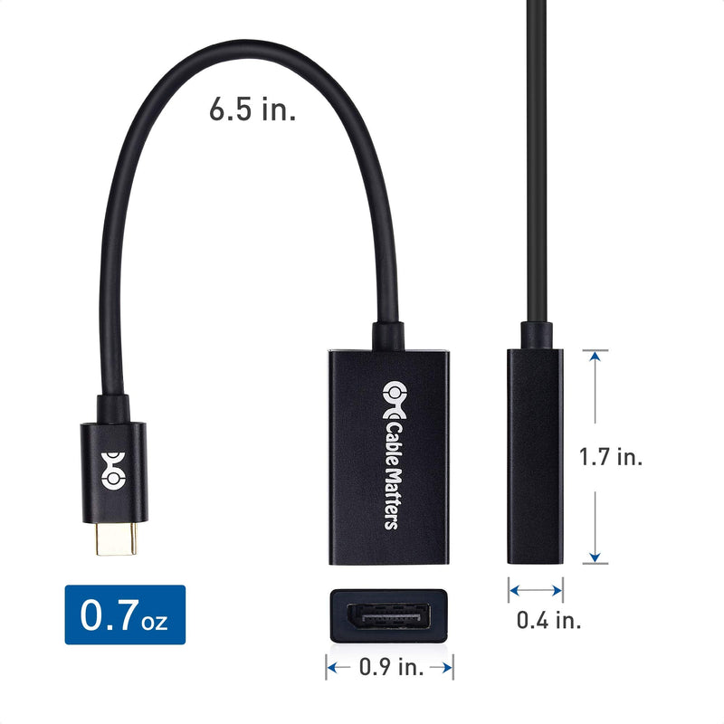 Cable Matters USB C to DisplayPort 1.4 Adapter with 8K@60hz, 4K@144hz and HDR Support - Thunderbolt 4 / USB4 / Thunderbolt 3 Port Compatible with Oculus Rift S, MacBook Pro, Dell XPS, Surface Pro