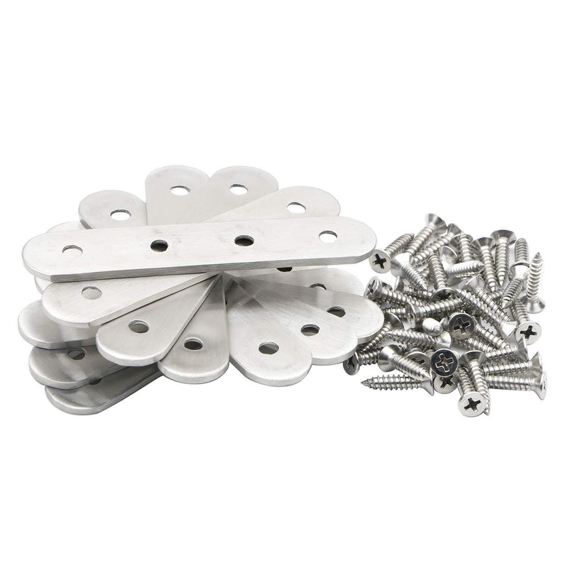 Pxyelec 3.8 inch Stainless Steel Flat Mending Repair Plate Bracket Connector, Flat Straight Corner Brace Brackets, Pack of 10