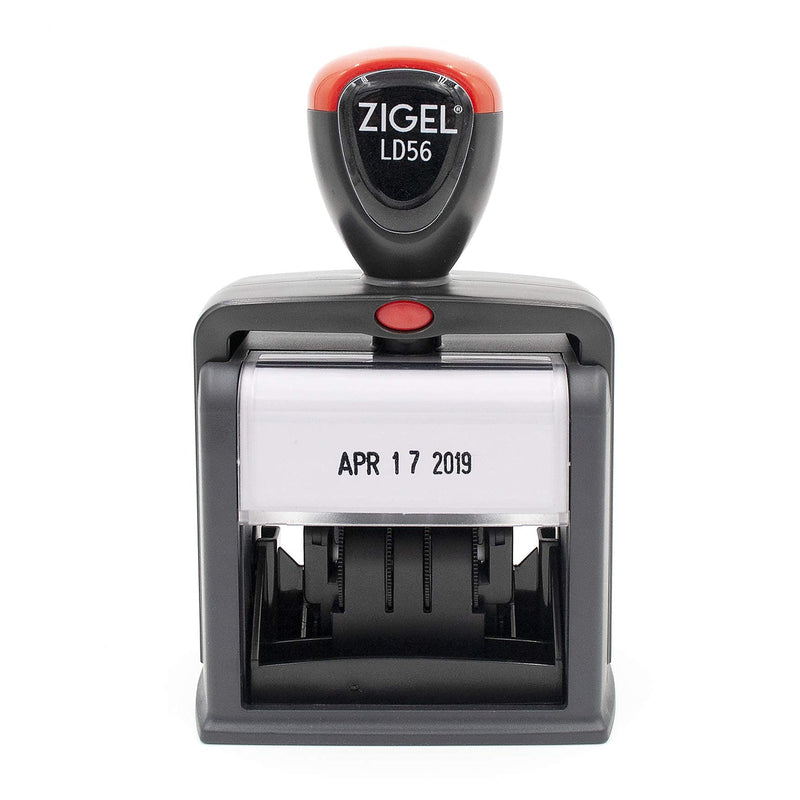 ZIGEL Heavy Duty Style Self Inking Date Stamp, Professional Large Date Size (LD56) - Black Ink