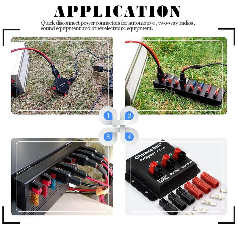 Glarks 10 Pair 30AMP Quick Disconnect Power Terminals Connectors, Red Black Quick Connect Battery Connector Modular Power Connectors Set