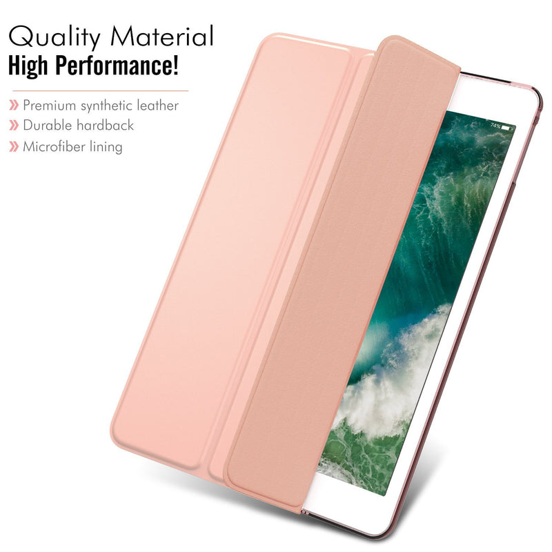 MoKo Case Fit 2018/2017 iPad 9.7 5th / 6th Generation - Slim Lightweight Smart Shell Stand Cover with Translucent Frosted Back Protector Fit Apple iPad 9.7 Inch 2018/2017, Rose Gold(Auto Wake/Sleep) 01-Rose Gold