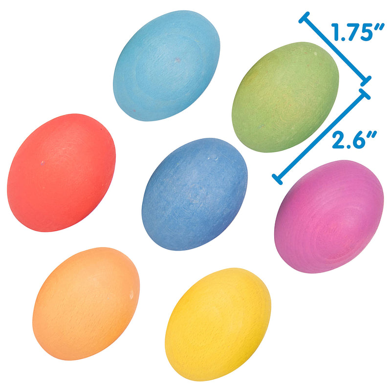 TickiT-74005 Rainbow Wooden Eggs - Set of 7 colors - Wooden Toys for Toddlers - For Ages 10m+ - Inspire Curiosity With Wooden Loose Parts Play