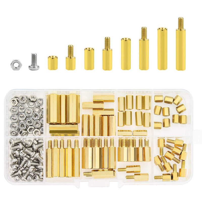 HELIFOUNER 160 Pieces M3 Male Female Hex Brass Spacer Standoff Screw Nut Assortment Kit