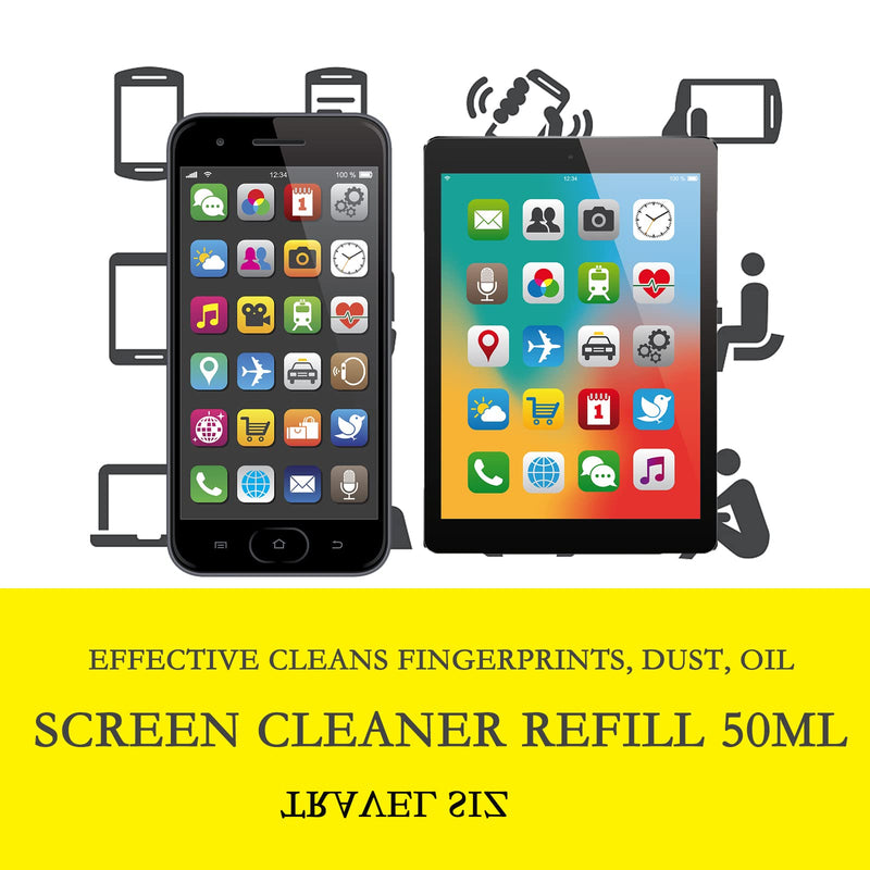 Screen Cleaner Refill 50ml, Professional Screen Cleaner Spray, TV Screen Cleaner Computer Screen Cleaner, Designed for Laptop, Phone, Ipad - Effective Cleans Fingerprints, Dust, Oil Screen Cleaner Refill