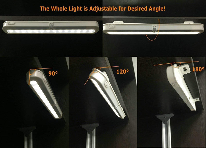T01L LED Closet Light - BLS Super Bright 20 LED Under Cabinet Lighting Battery Powered/DC Input Wireless Motion Sensing Light, Auto On Off Switch, Motion Sensor & Light Sensor, Light Beam Adjustable White