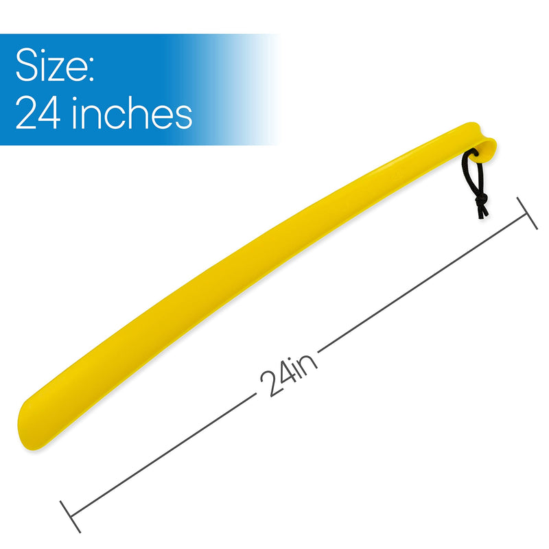 RMS 2 Pack Extra Long Handled Shoe Horn with Curved Handle and Hang Up Strap (24 inches)