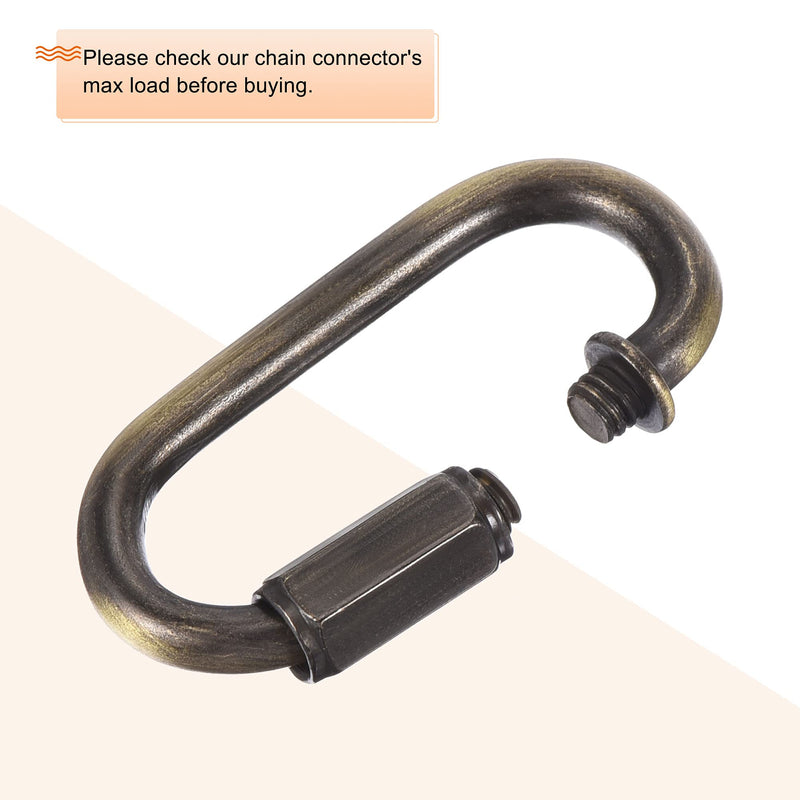 MECCANIXITY Chain Connector, 5mm Thick Quick Link Screw Lock Oval Clips for Chandelier Pendant Lights Bronze Pack of 4