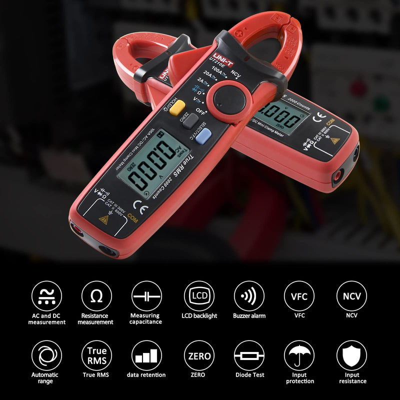 Clamp Meter,UT210E Digital Clamp Multimeter,Continuity Tester AC/DC Ammeter with NCV and VFC Functions,Electrician's Universal Meter UNI-T