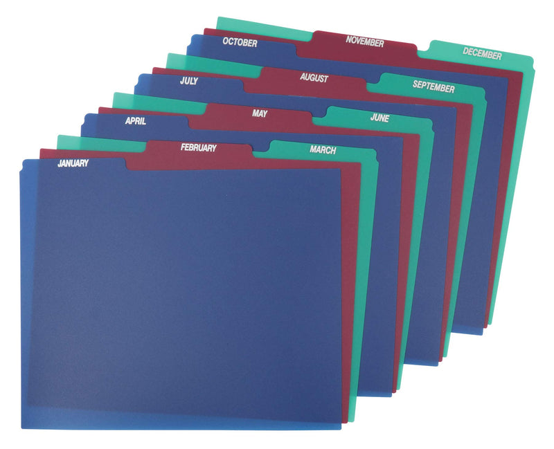 Pendaflex 40144 Top Tab File Guides, Monthly/Jan-Dec, 1/3 Tab, Polypropylene, Letter (Set of 12)