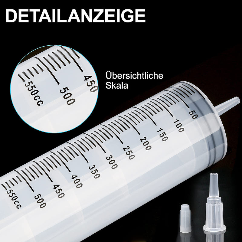 150/250/350/550ml syringe with plastic tubes Reusable plastic syringe for oil or glue applicators, experiments, pet feeding, industrial（550ml） 550ml