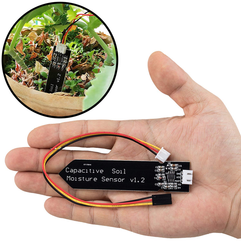 PAGOW 2 Packs Capacitive Soil Moisture Sensor, High Sensitivity Corrosion Resistant Wooden Capacitive Soil Tester Kit for Plant Care Garden Watering DIY