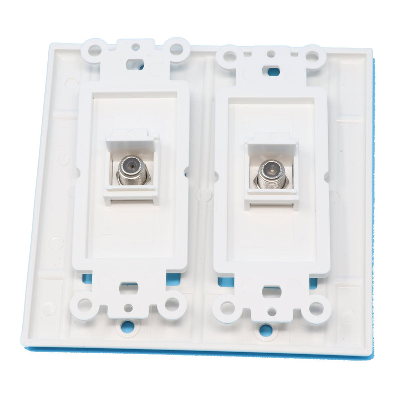 RiteAV - 2 Port Coax Cable TV- F-Type - Dual Gang Wall Plate