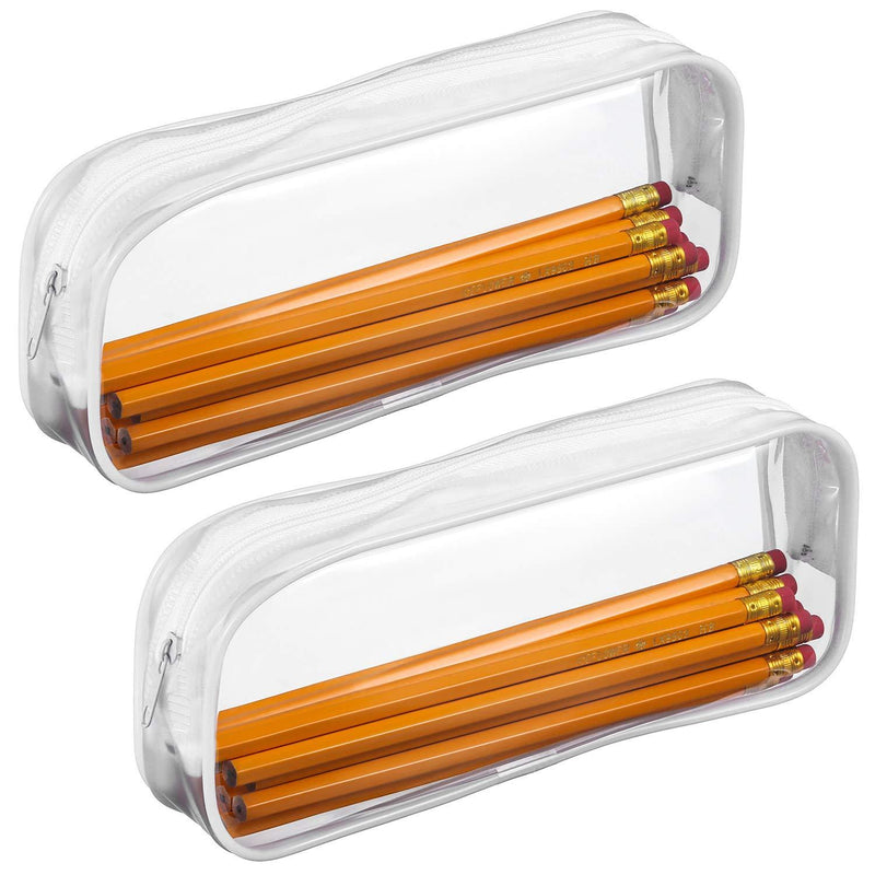 Tatuo 4 Pieces Clear PVC Zipper Pen Pencil Case, Big Capacity Pencil Bag Makeup Pouch (White) White