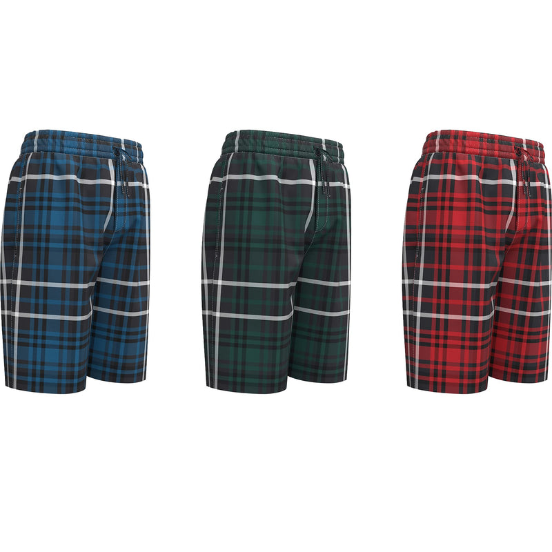 Andrew Scott Men's Soft Poplin Woven Pajama & Sleep Jam Cargo Short Lounge Pants | Multi Packs Small 3 Pack - Plaids-winter Red / Blue / Forrest