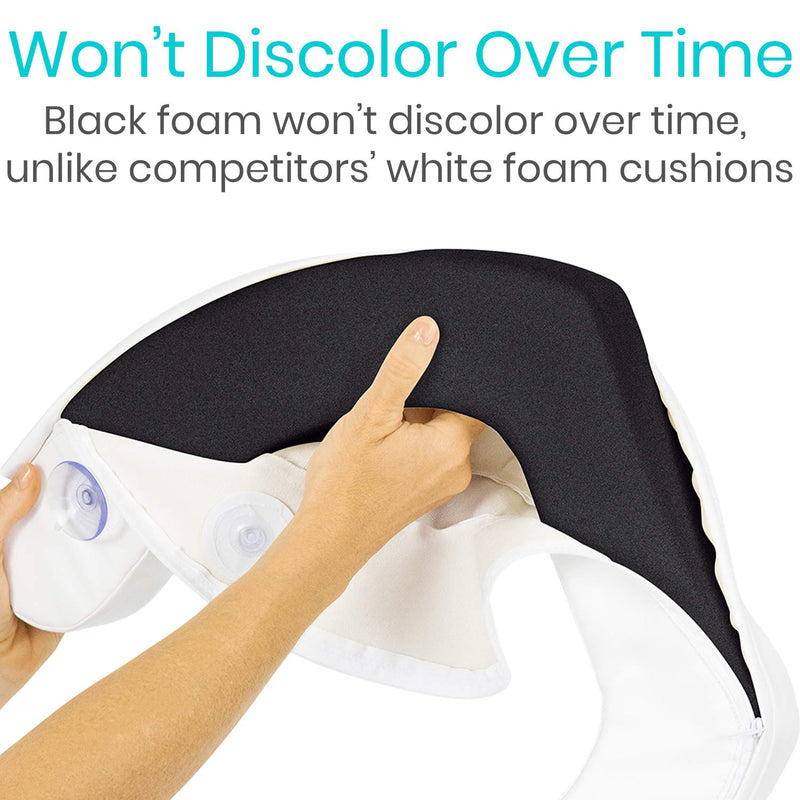 Vive Toilet Seat Cushion - Easy Clean Soft Padded Bathroom Attachment - Elongated, Standard Seats - Comfort and Support Donut for Handicap, Adults, Coccyx Tailbone Pain Relief (2" Cushioned Foam) 2" Cushioned Foam